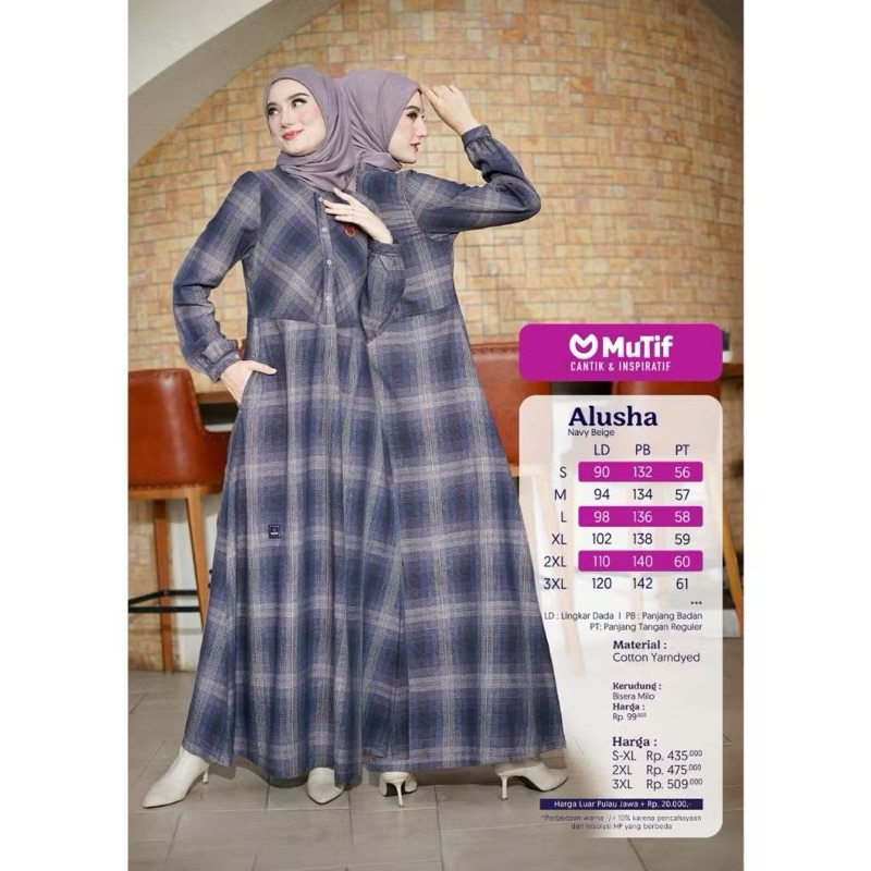 SARIMBIT MUTIF ALUSHA NAVY BEIGE sarimbit 2025 mutif ALUSHA warna Navy beige