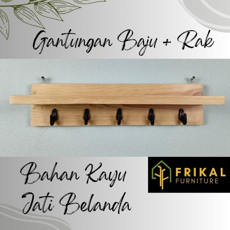 kapstok baju/ gantungan baju/ kapstom kayu/ kapstok ambalan dinding kapstok estetik