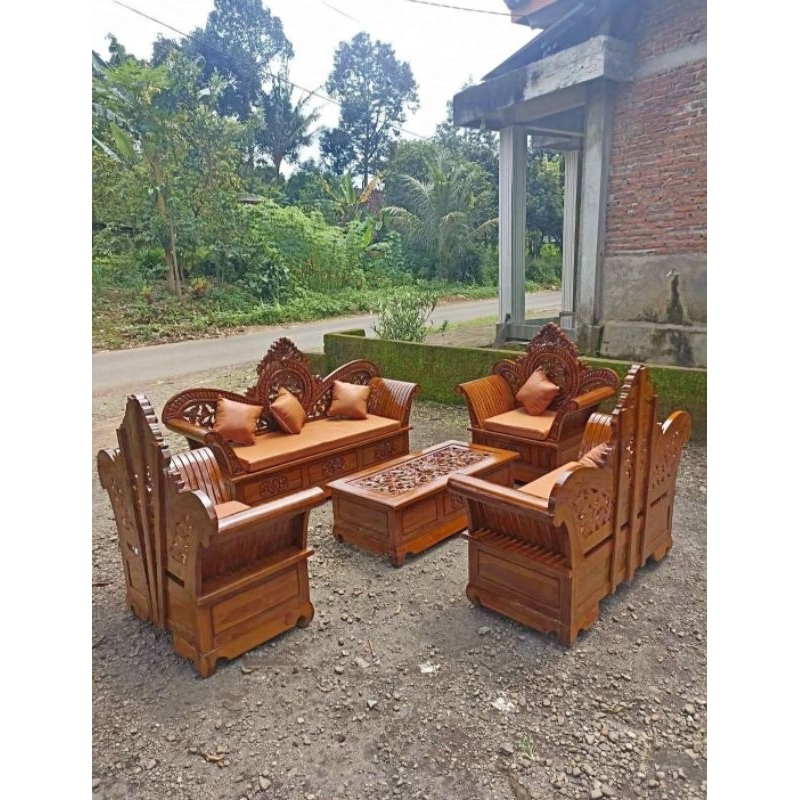 KURSI TAMU MADURA KERANG BULAN UKIR KAYU JATI TUA | KURSI TAMU MADURA UKIR KURSI TAMU MINIMALIS KURW