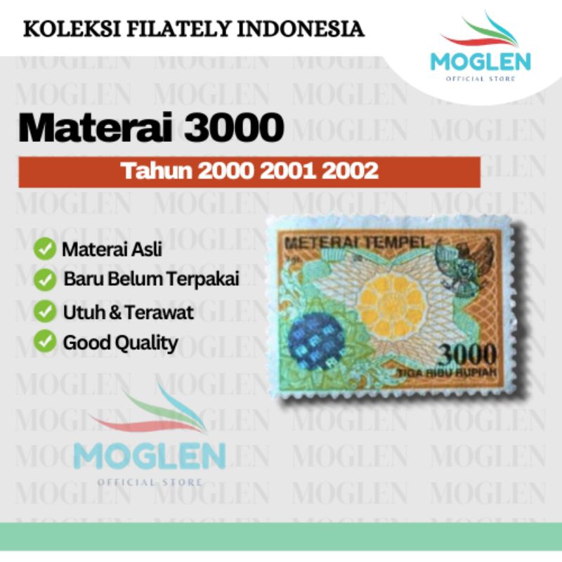 Materai 3000 Tahun 2001 2002 Perangko Matrai Tempel Asli Original