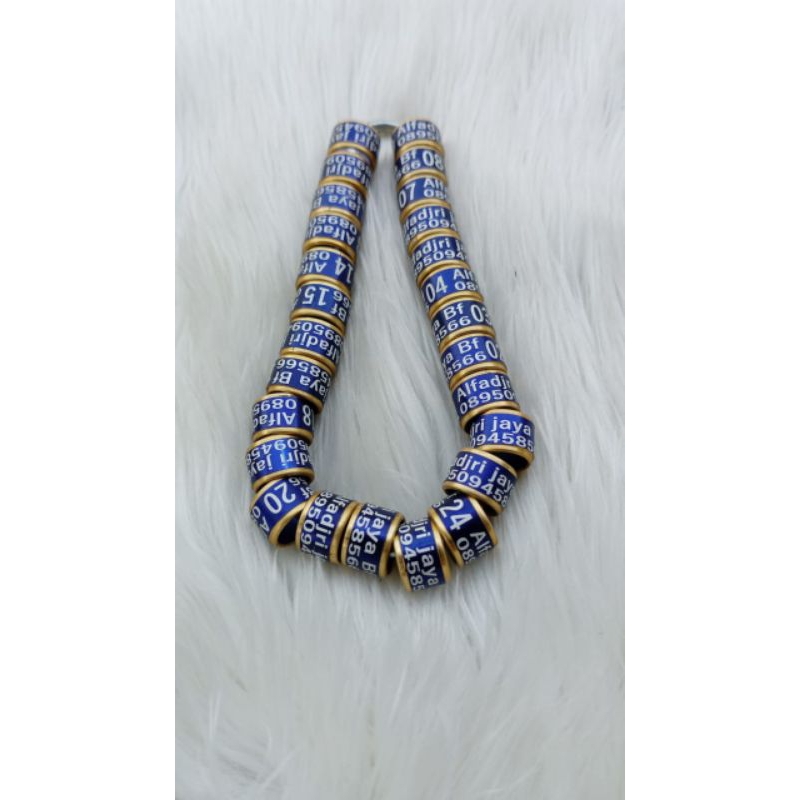 Ring Burung, Model mata kucing.isi 10 biji, bisa riques nama, no hp dan nomer seri. proses pembuatan