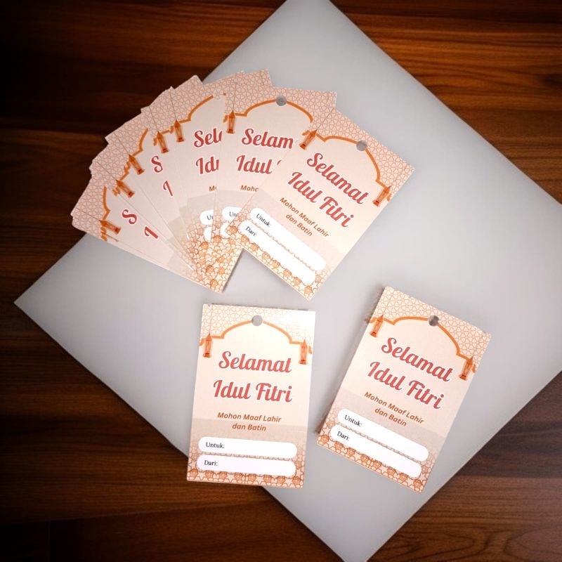 

[GO-SEND] READY Hangtag Lebaran Custom | Label Gift/Hampers | Sudah Di lubangin + Tali Rami | Balikpapan variasi mart