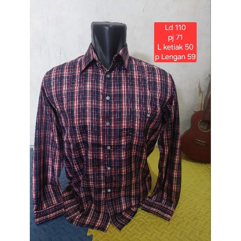 Dyu dyu kemeja pria kotak kotak bahan katun