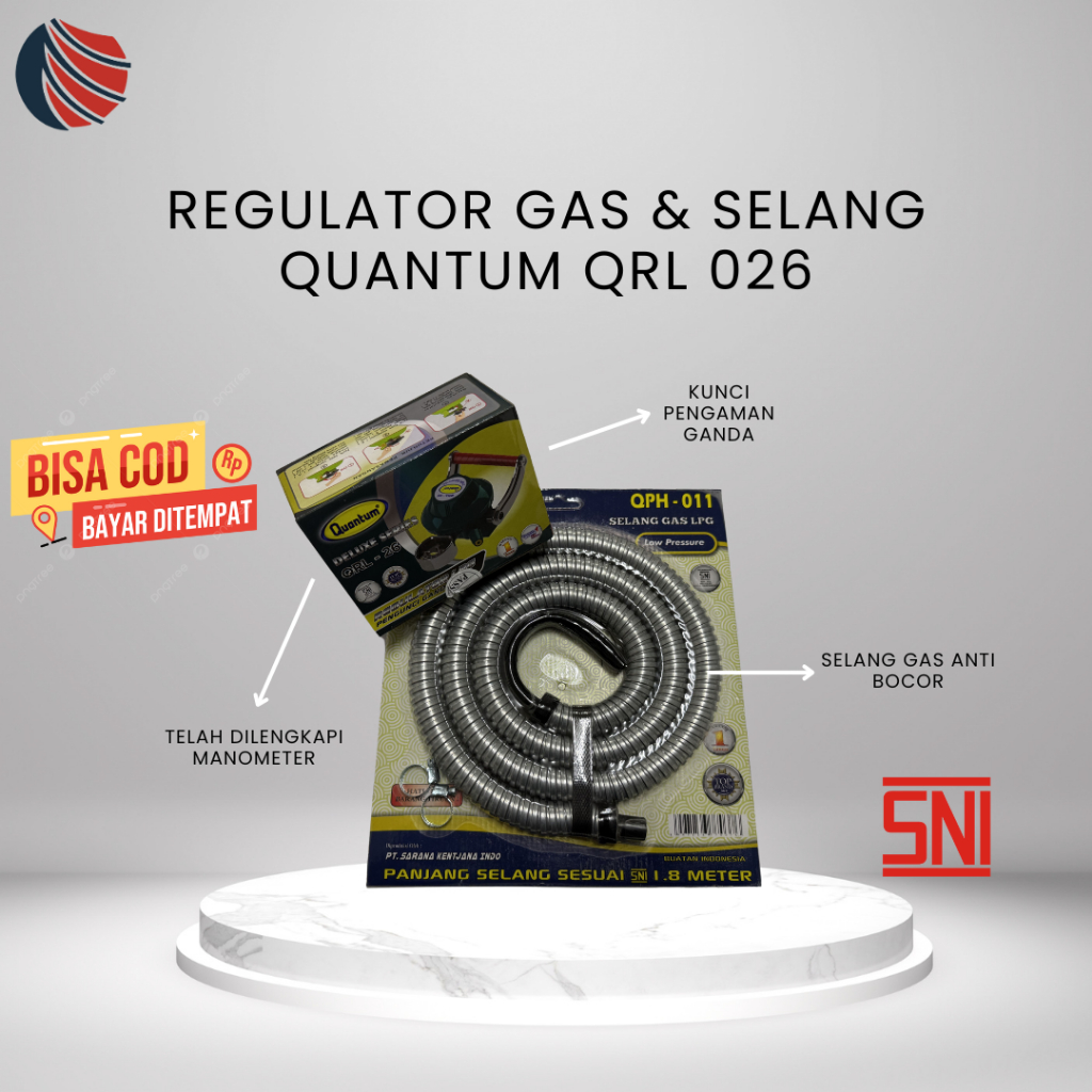 Paket Regulator Double Lock & Selang Quantum QRL 26