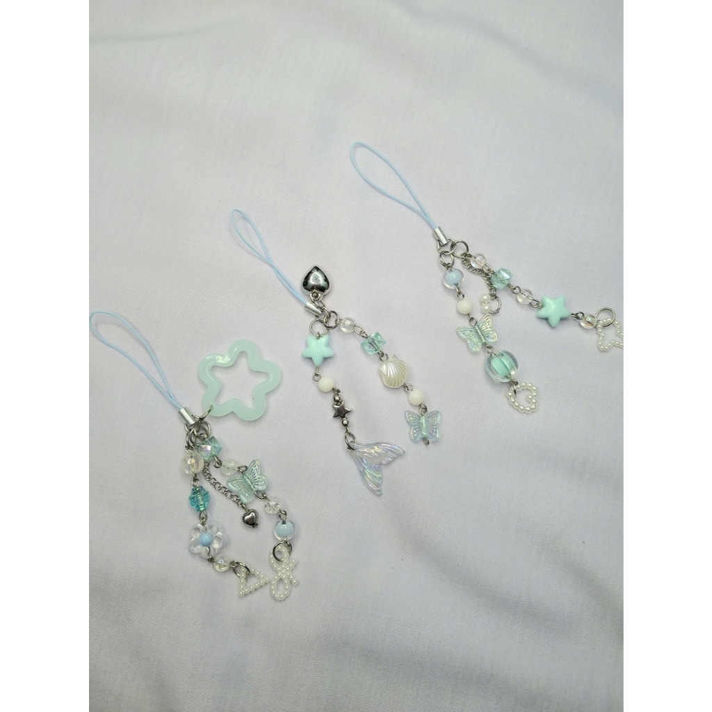 Phone Strap Blue Series  / Bag Charm / Gantungan Kunci Manik / Korea Style / Termurah