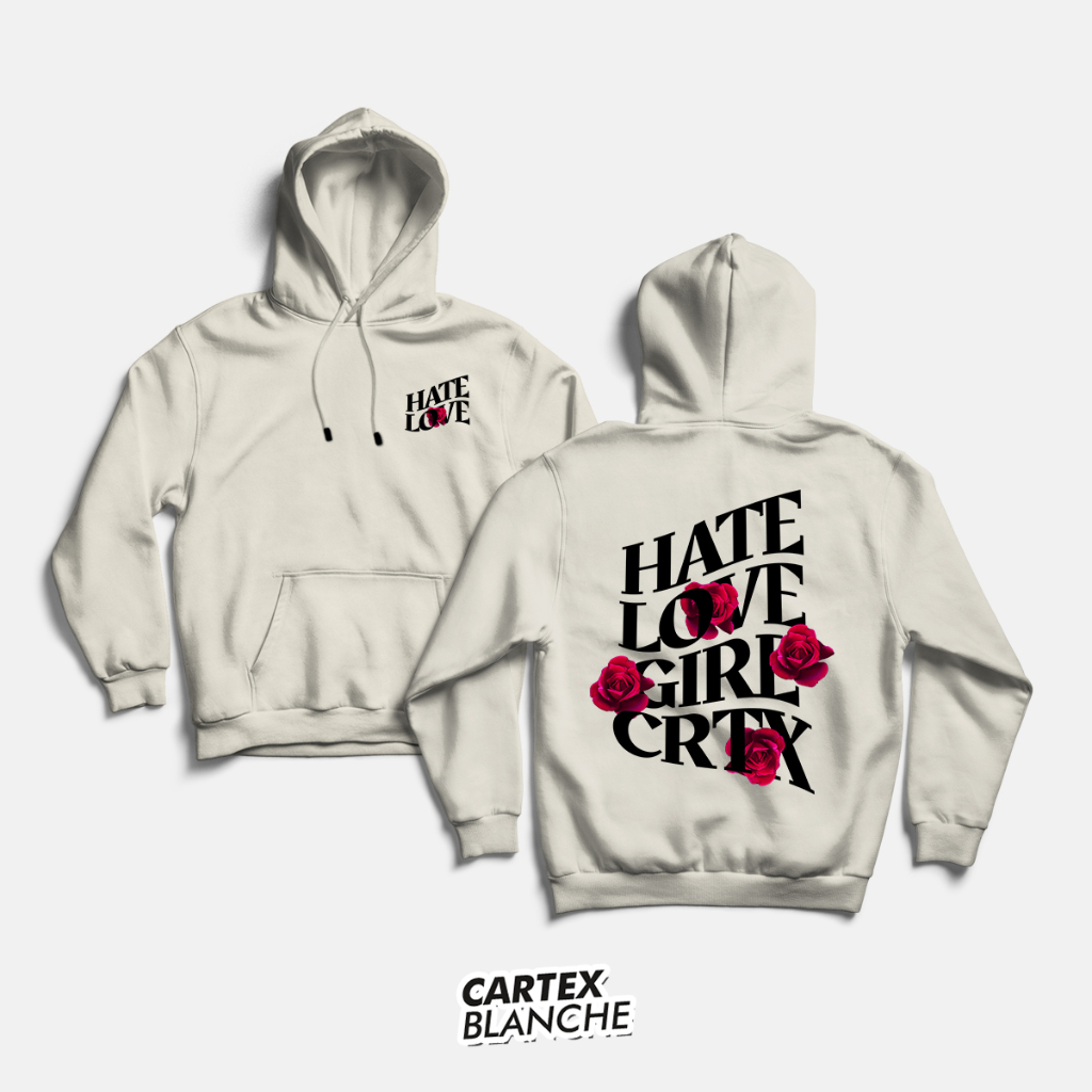 CARTEXBLANCHE Hate Love Hoodie Jumper (Sablon) Pria Wanita Size M - XXL
