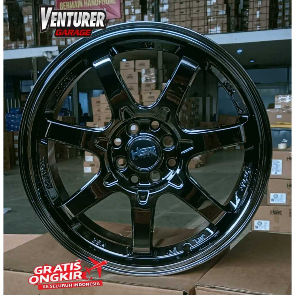 velg mobil racing r17 HSR BOROKO TJH ring 17 buat avanza xenia jazz mobilio freed - black chrome