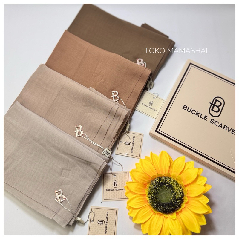 Hijab Polos segi empat BUCKLE / kemasan pouch