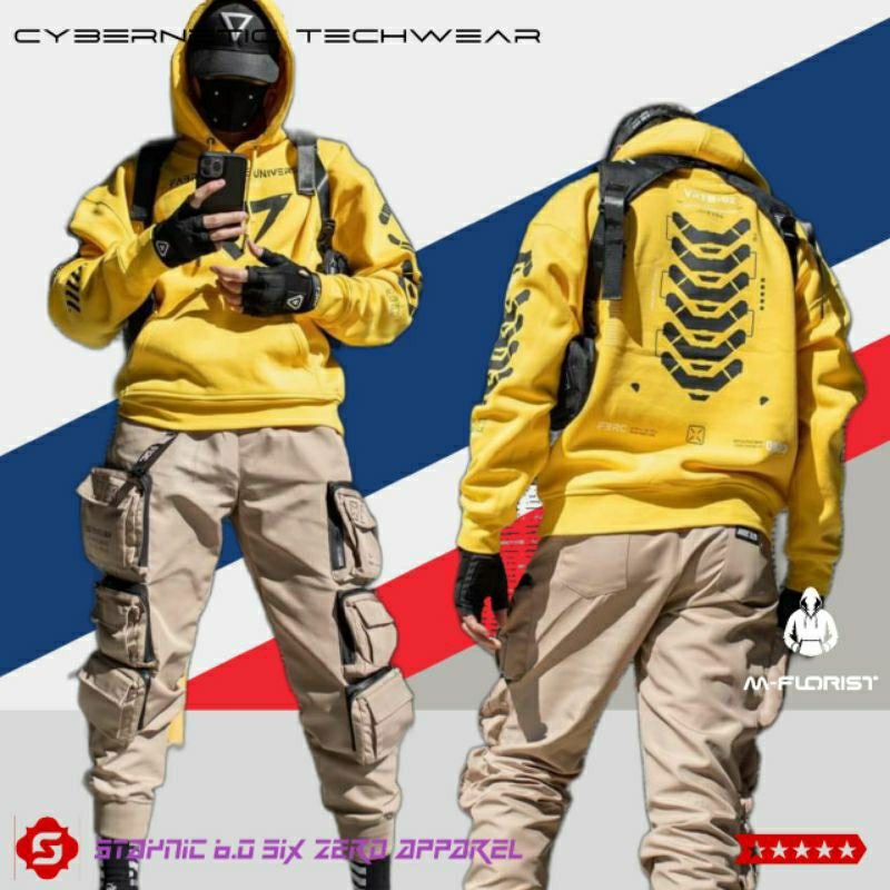 Yellow VR-02 - TECHWEAR HOODIE | Cyberpunk Style