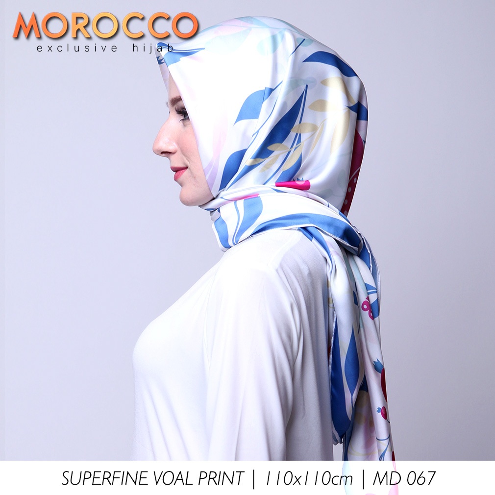 Morocco Hijab | Segiempat Voal Superfine Print Premium | MD 067 | Kerudung Jilbab Motif Voile Scarf 