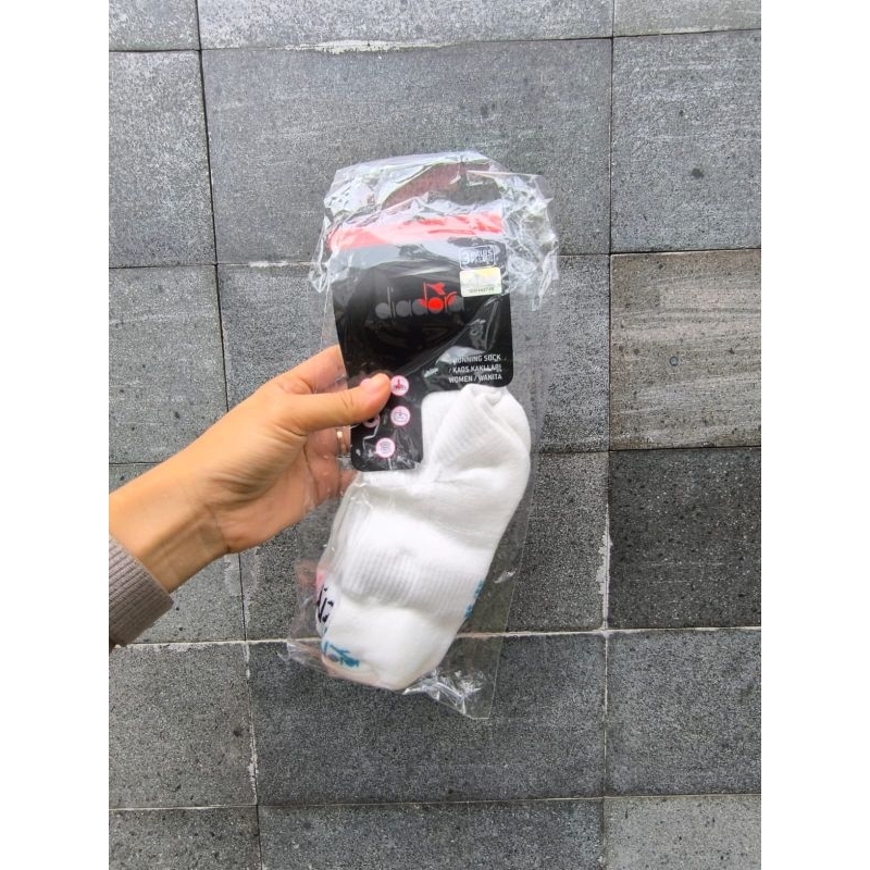 Diadora Running Sock Women Quarter Kaos Kaki Original 3 Pasang