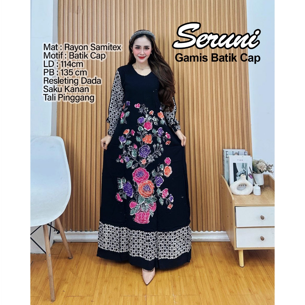 Pakaian Wanita Batik Cap JUMBO XXL Gamis Home Dress untuk ibu menyusui busui hamil gemuk