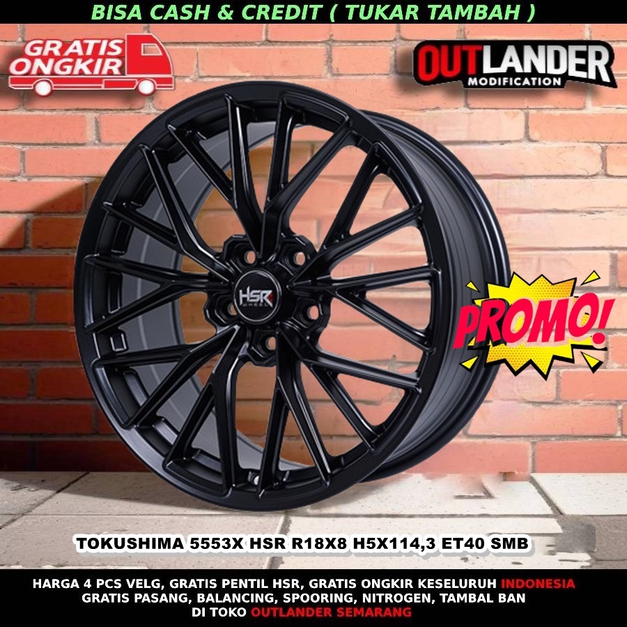 Velg Mobil Ring 18 Alphard Innova Xpander Rush Terios HSR Tokushima R18 Black / Velg Mobil Civic R18