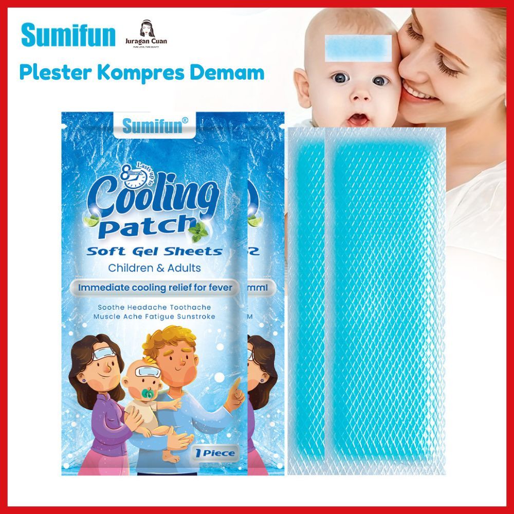 SUMIFUN COOLING PATCH SOFT GEL SHEETS PLESTER KOMPRES PENURUN PANAS DEMAM ANAK DAN DEWASA ISI 1 PCS