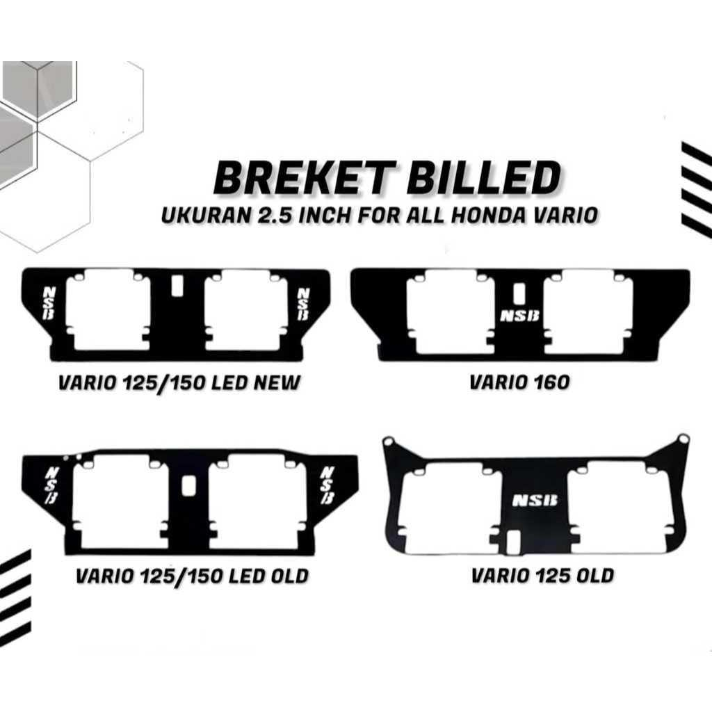 [ BERKAH MOTOR RACING ] Breket Dudukan Lampu Projie Biled 2,5 inch HID Vario 160/Vario 125 OLD/Vario