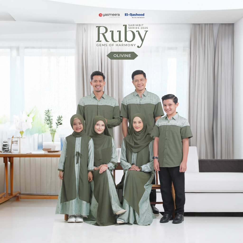 SARIMBIT 2025 RUBY SERIES - OLIVINE - Family Set Keluarga / Baju Lebaran Keluarga Muslim