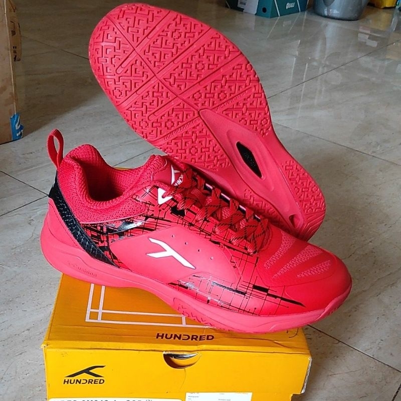 SALE SIZE 43  Sepatu Badminton Hundred Beast 2 Original Warna MERAH Sepatu Bulu Tangkis Hundred Beas