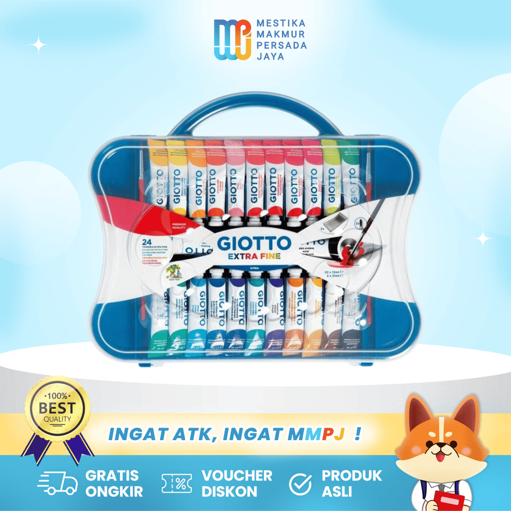 

Giotto Cat Poster Extra Fine 24 Warna 12ml + Kuas – Cat Warna Tempera Extra Halus 305100