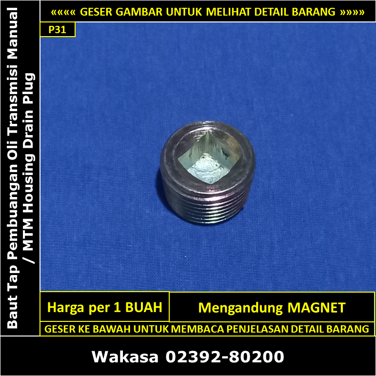 Baut Pembuangan Oli Transmisi Suzuki Forsa Amenity / Eleny 1990-1994 Wakasa Manual Transmission Hous
