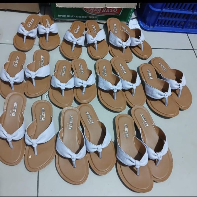 Sandal kulit anak perempuan asli garut bahan kulit sapi asli // Sandal capit anak perempuan