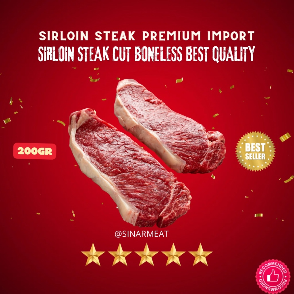 

DAGING SAPI SIRLOIN STEAK CUT IMPORT PREMIUM 200GRAM