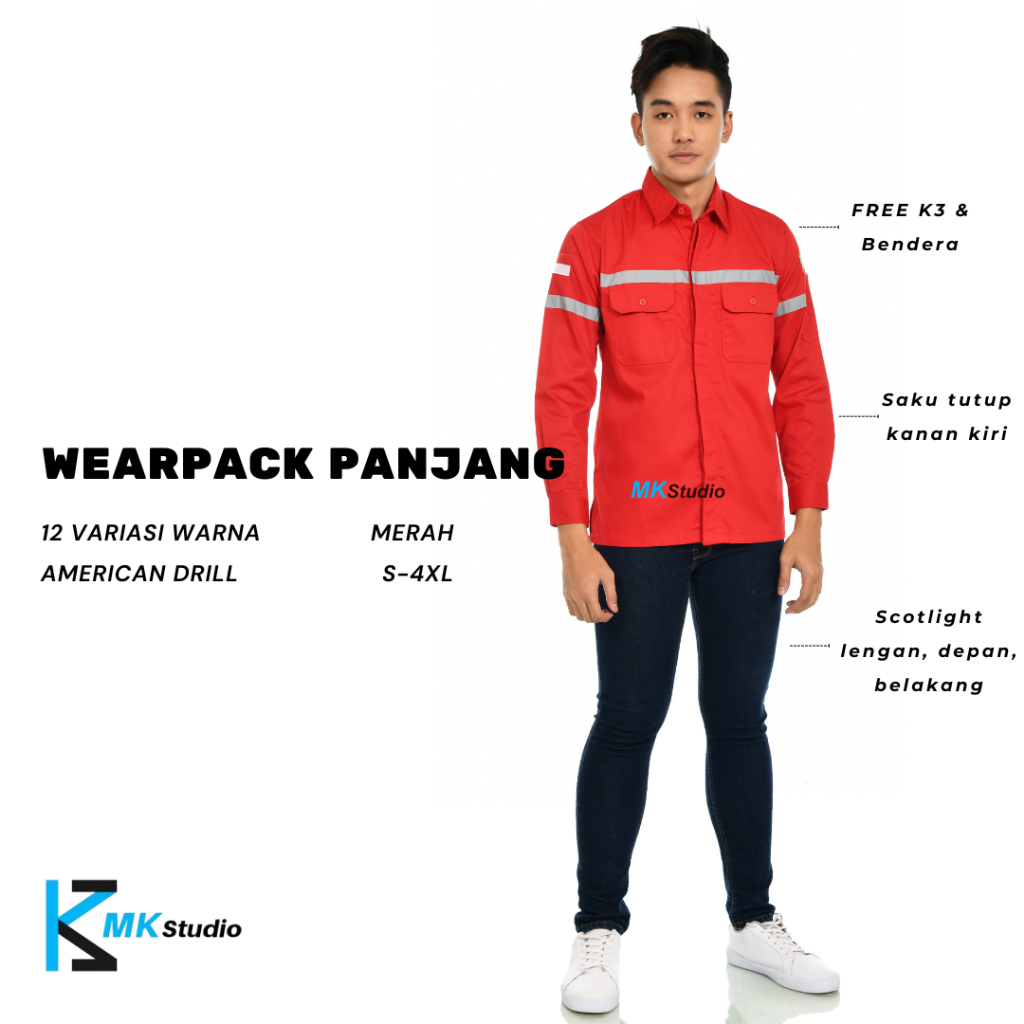 Baju Seragam Lapangan Pria/Wearpack Lapangan Pria/Baju Proyek Safety/Atasan Wearpack Custom Bordir