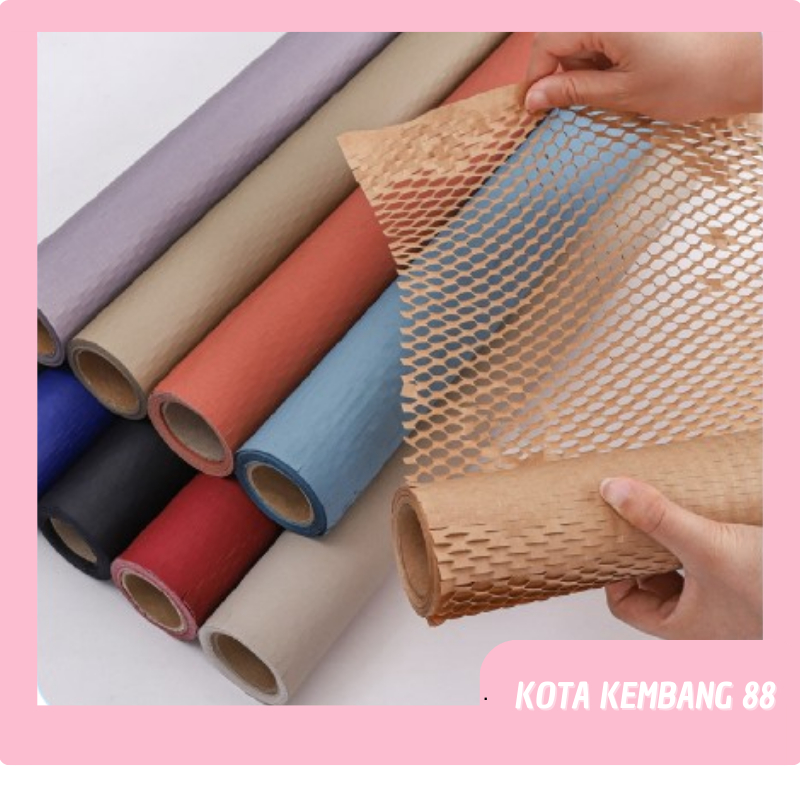 Kertas Anyam Honeycomb Bubblewrap Honey Comb Wrap Mesh Paper 10 Meter Wrapping Paper KBR01