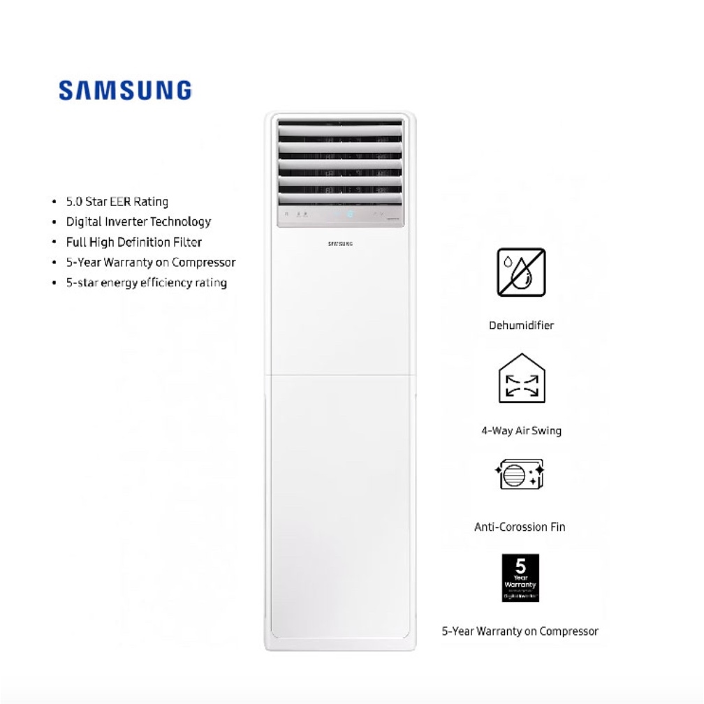 Samsung AC Floor Standing Inverter 3 PK ( 1 PHASE ) - AC030BNPDKC/TC