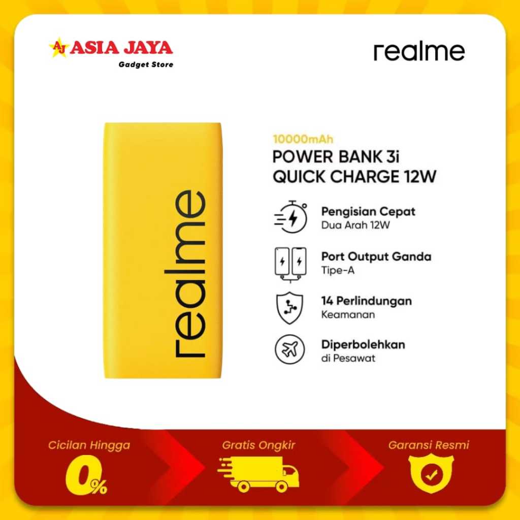 POWERBANK REALME 3i FAST CHARGING 10000MAH GARANSI RESMI