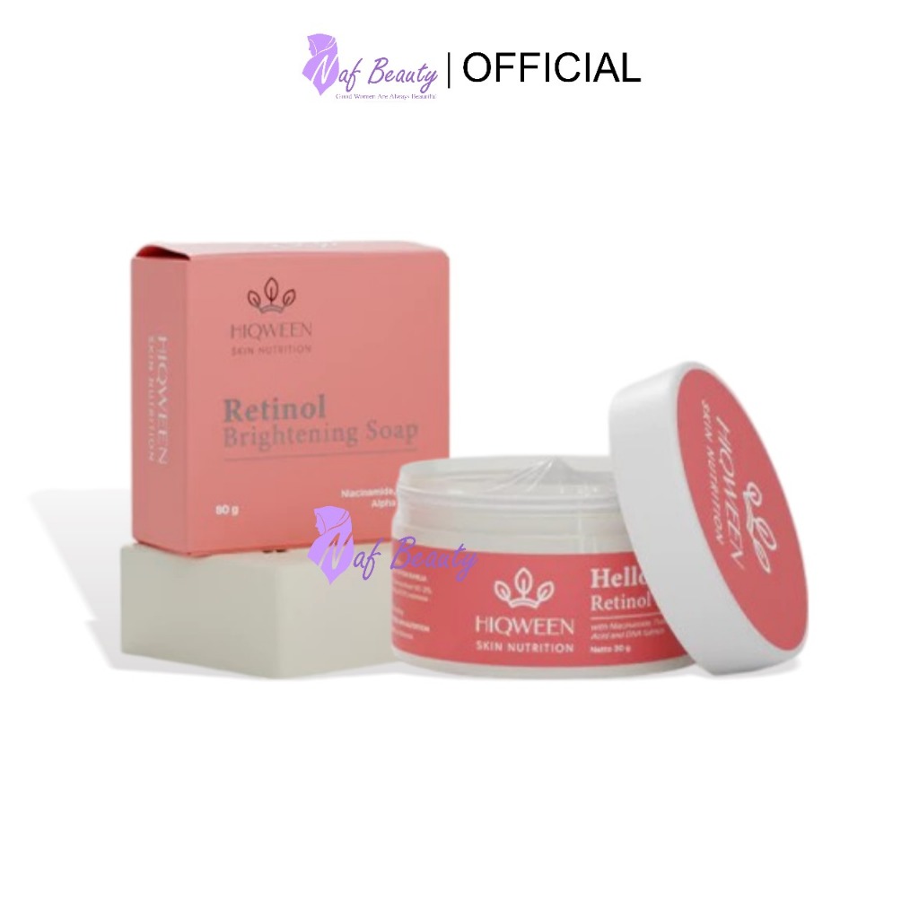 PAKET HEMPAS - SABUN HIQWEEN RETINOL BRIGHTENING & CREAM HIQWEEN HELLO YOUTH RETINOL NIGHT GEL REFOR