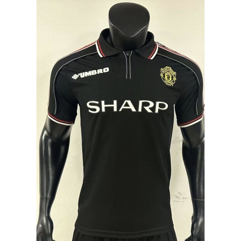 ND4 Jersey Bola Retro MU SHARP Treble Winner Red/Black Pendek dan Panjang [S-5XL] Imprt