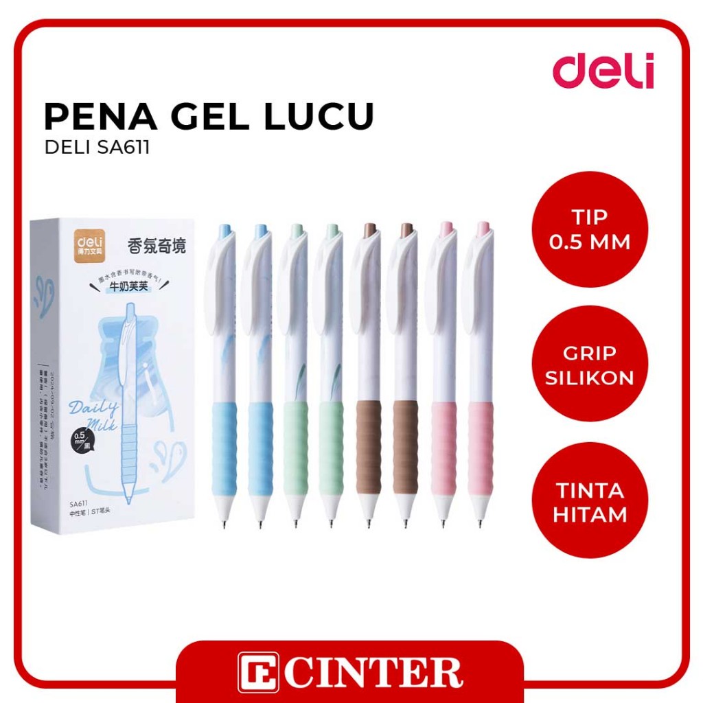 

DELI - PULPEN GEL / PEN / PENA SA611 GEL 0.5MM TINTA BLACK COVER SOFT