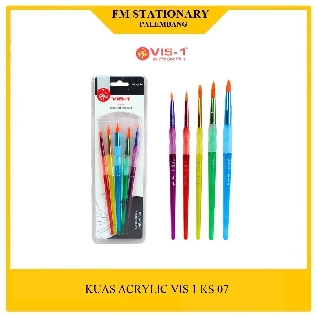 

Kuas acrylic gagang plastik warna warni VIS 1