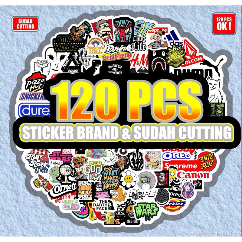 

stiker pack 120pcs stiker aesthetic stiker brand stiker case dekorasi hp laptop dll