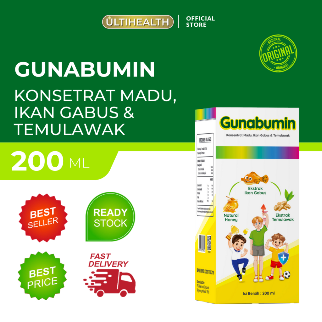 

GUNABUMIN KONSETRAT MADU IKAN GABUS DAN TEMULAWAK ISI 200 ml