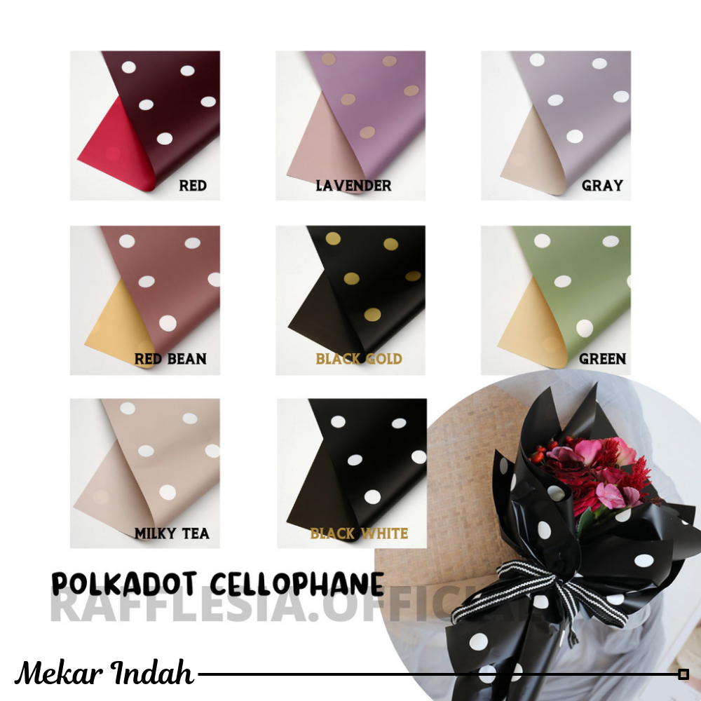 

[5 LEMBAR] FLOWER WRAPPING POLKADOT CELLOPHANE KERTAS BUKET PEMBUNGKUS BUNGA WATERPROOF