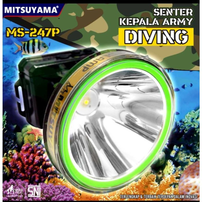 Senter Kepala Mitsuyama Army Diving MS-247P 120Watt Terbaru