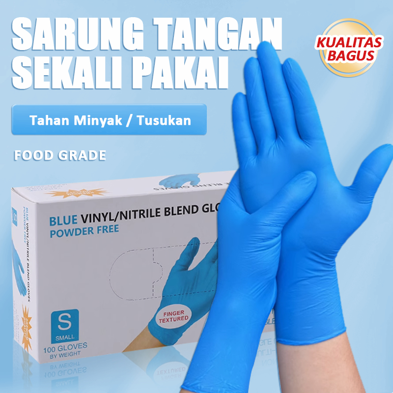 100 PCS Sarung Tangan Nitrile  Sarung Tangan Nitrile Examination Glove Safe Glove Sarung Tangan Medi