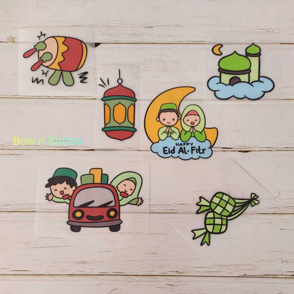 Sticker Setrika Sablon Baju Lebaran Ramadhan Custom Setrika Iron DIY Patch Craft  Stiker Cartoon Kar