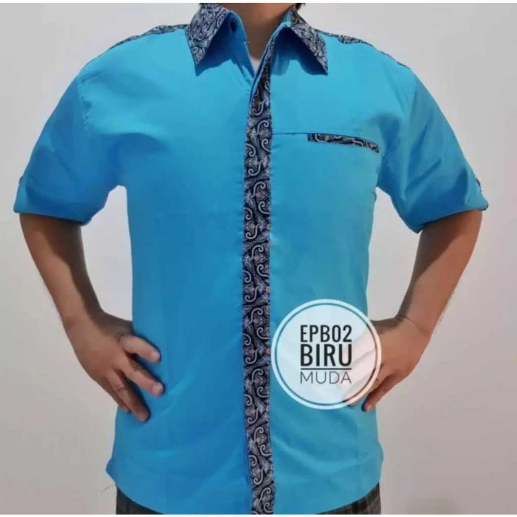 Seragam Kerja Kombinasi Batik WARNA BIRU MUDA, Seragam Kerja, Baju Officeboy, Baju Waiters, Seragam 