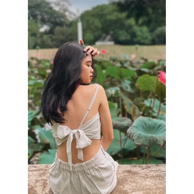 TANK TOP CROP / Tank Top Tali / Tank Top Iket / Crop Top / Linen Top / Tank Top Crop