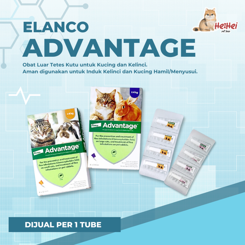 Advantage Cat + Pet Rabbits per 1 Tube - Obat Tetes Kutu Kucing 1 tube - Obat Kutu Aman Kucing Hamil
