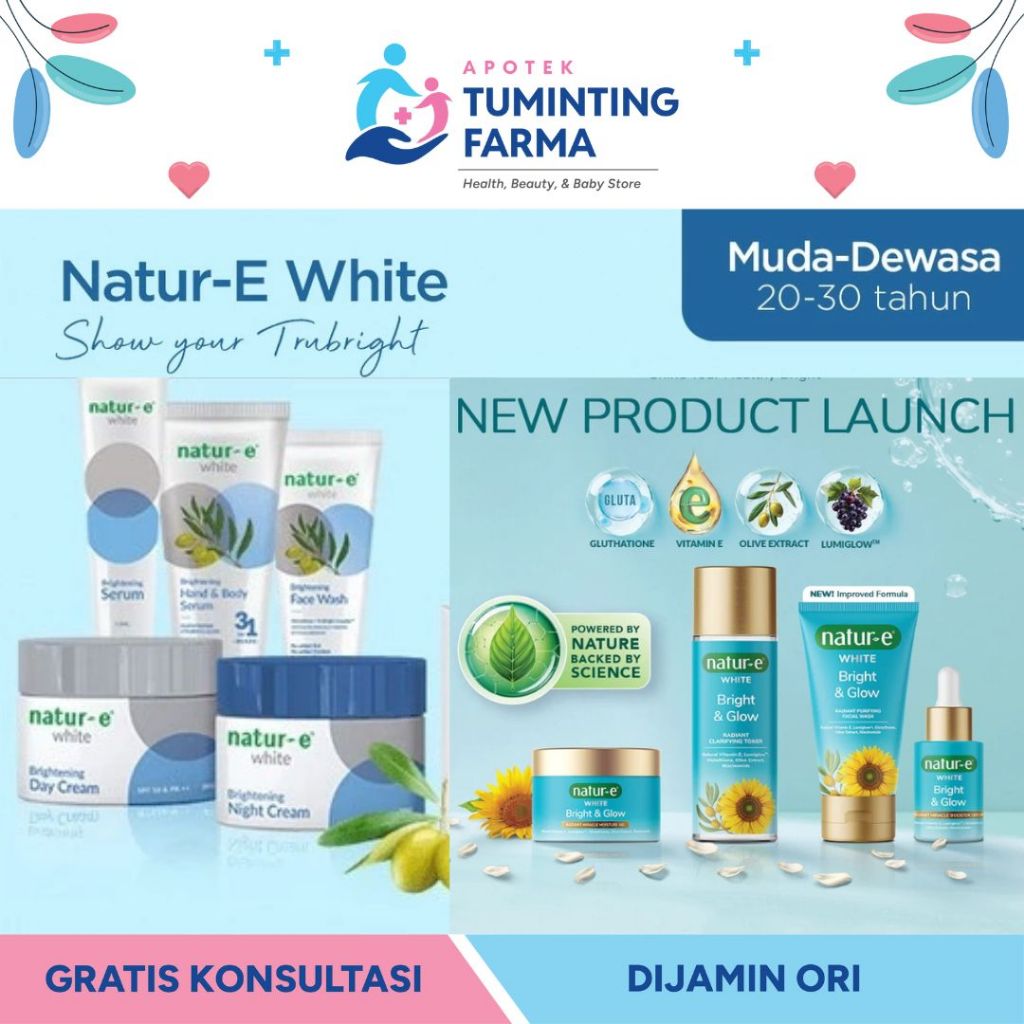 Natur-E White Brightening Series / White Bright & Glow Series - Facial Wash / Day-Night Cream / Seru