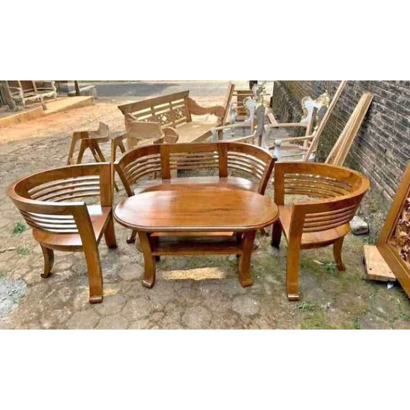 kursi tamu cantik bahan kayu jati