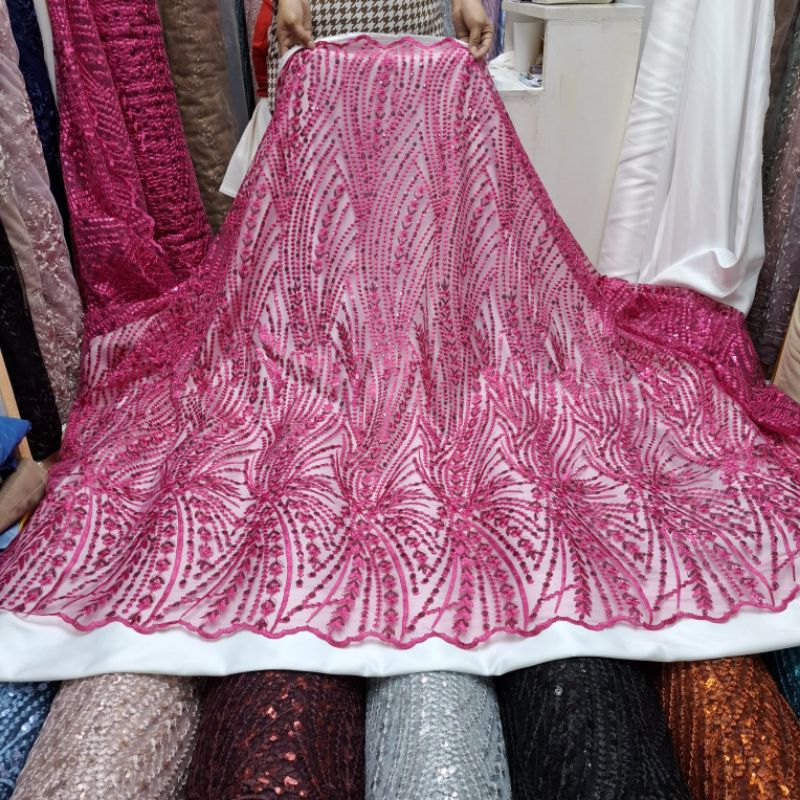 kain tile bordir tebal full Payet squin motif terbaru ll tile bordir full Payet spengel