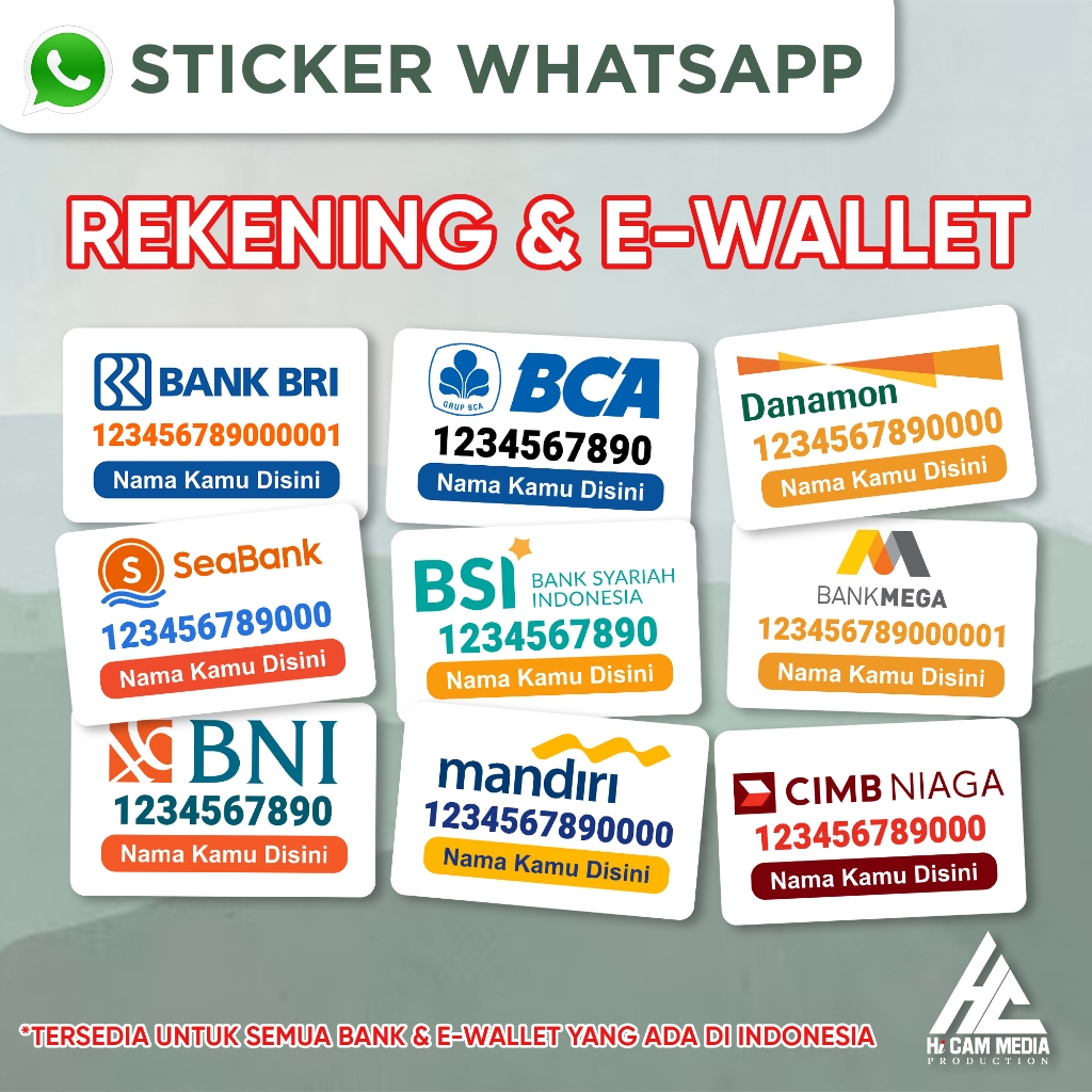 Stiker Whatsapp Rekening Bank dan E-wallet