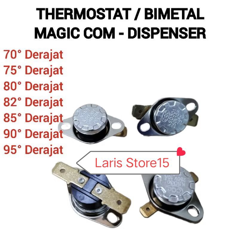 THERMOSTAT BIMETAL UNTUK MAGIC COM / DISPENSER MULTI SEMUA MERK LENGKAP 70 75 80 85 90 95 DERAJAT