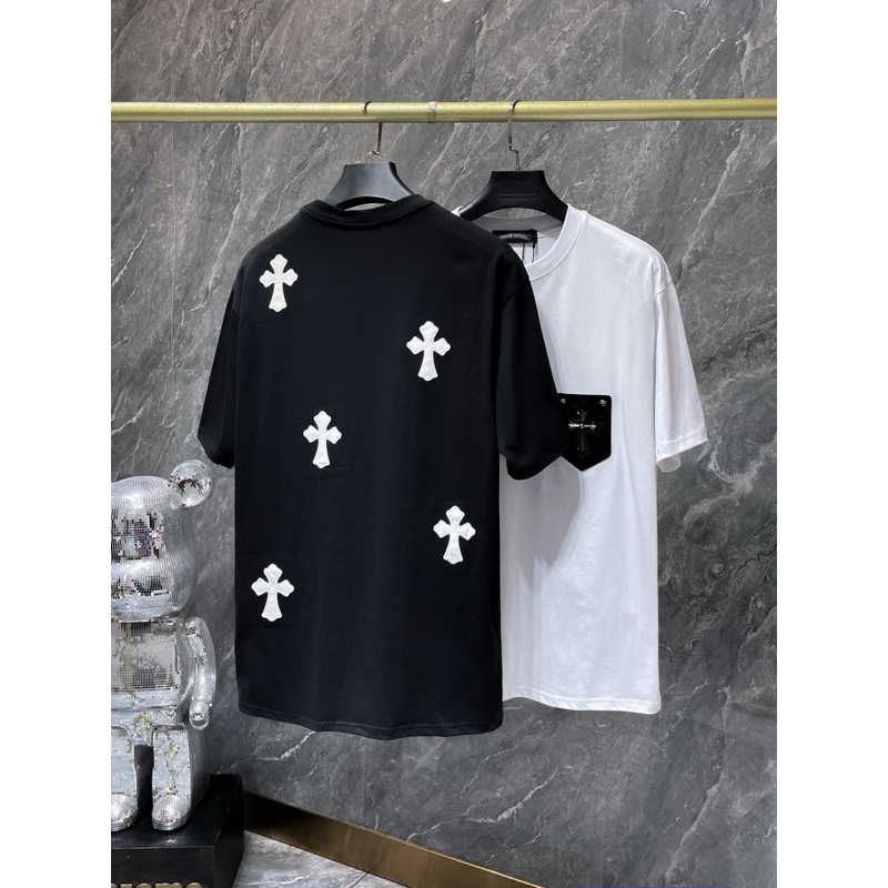 CHROME HEARTS Leather Pocket Plat Metallic Tshirt Asian Size Classic Tee