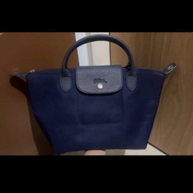 Preloved Tas Longchamp Le Pliage Neo Top Handle Bag (Blue)