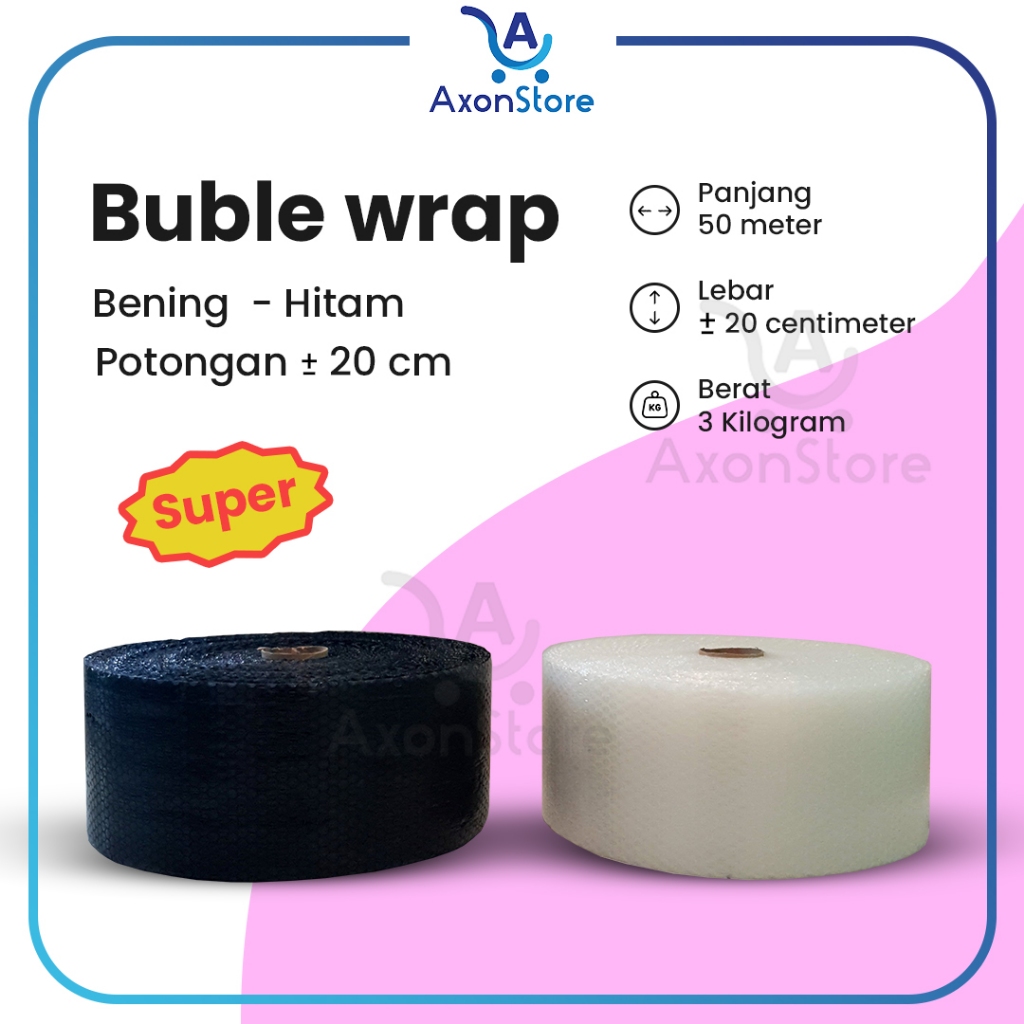 

BUBBLE WRAP SUPER HITAM 20 X 50 CM Super Tebal